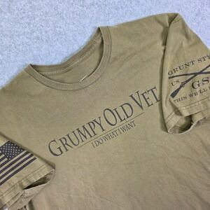 Grunt Style Grumpy Old Vet T-Shirt Men's XL Coyote Brown Military Graphic Tee